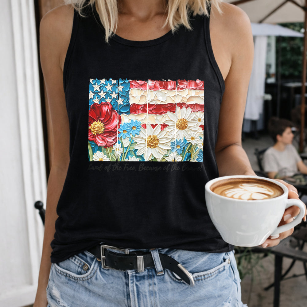 Floral Patriotic USA Women's Tank Top
