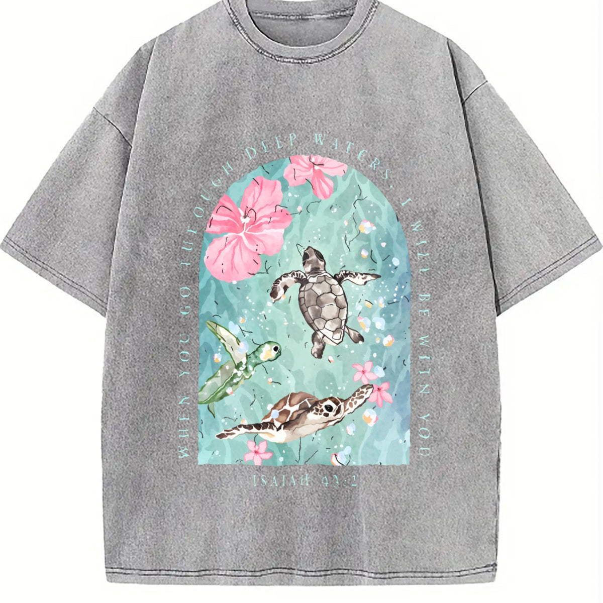 Sea Turtle & Text I Will Be With You Vintage Washed T-Shirt product image 5