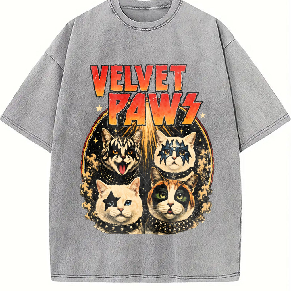 Velvet Pawz Cat Rock Band Vintage Washed T-Shirt product image 5