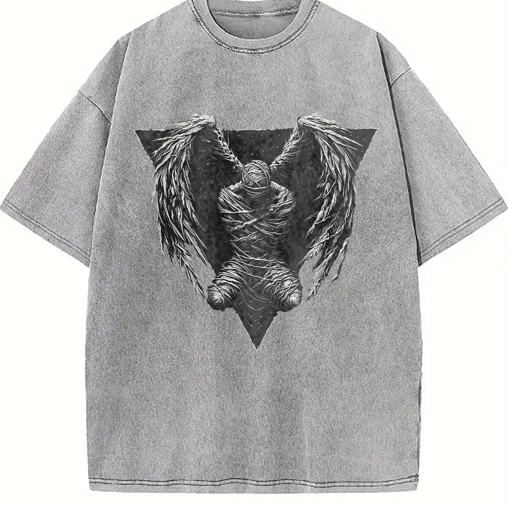 Dark Angel Winged Statue Vintage Washed T-Shirt product image 5