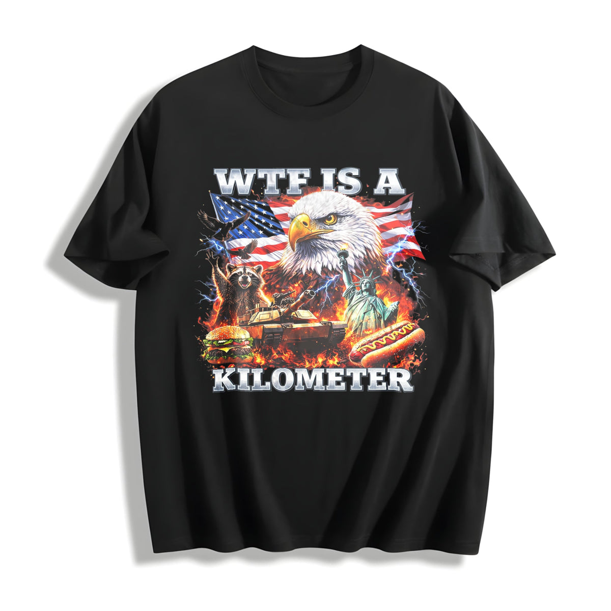 WTF Is A Kilometer Funny Patriotic USA Eagle American Meme product image 1