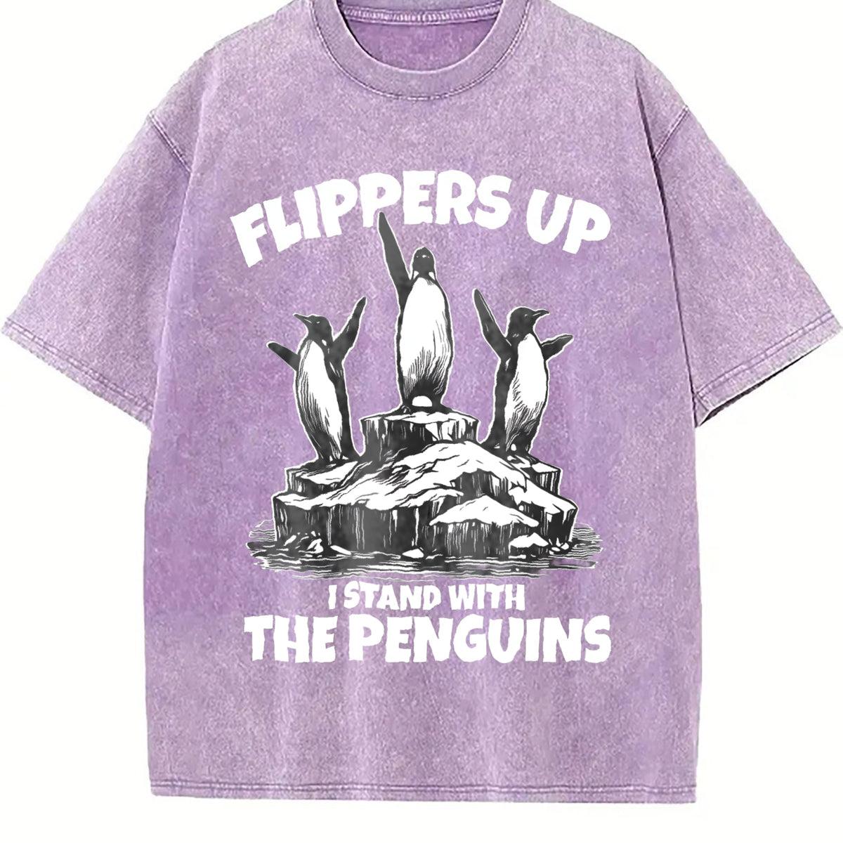 Flippers Up I Stand With The Penguins Vintage Washed T-Shirt product image 6