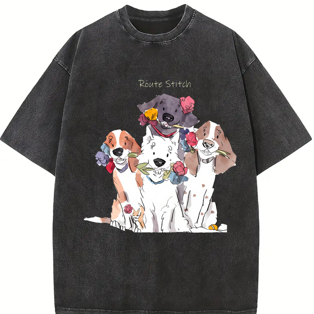 Floral Dog Vintage Washed T-Shirt product image 2
