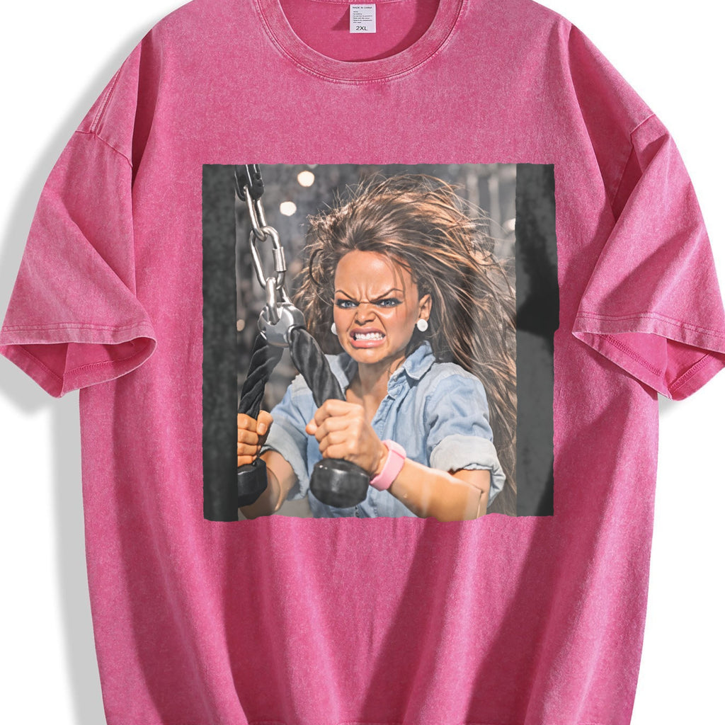 Angry Doll at the Gym Vintage Washed T-Shirt product image 7