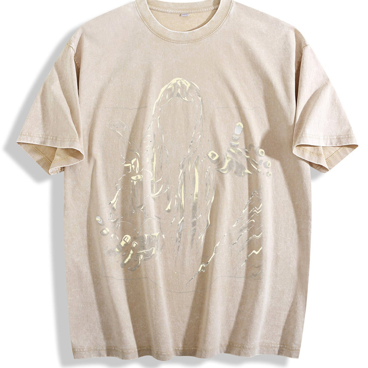 Faceless Reaper Skull Candle Art Vintage Washed T-Shirt product image 1