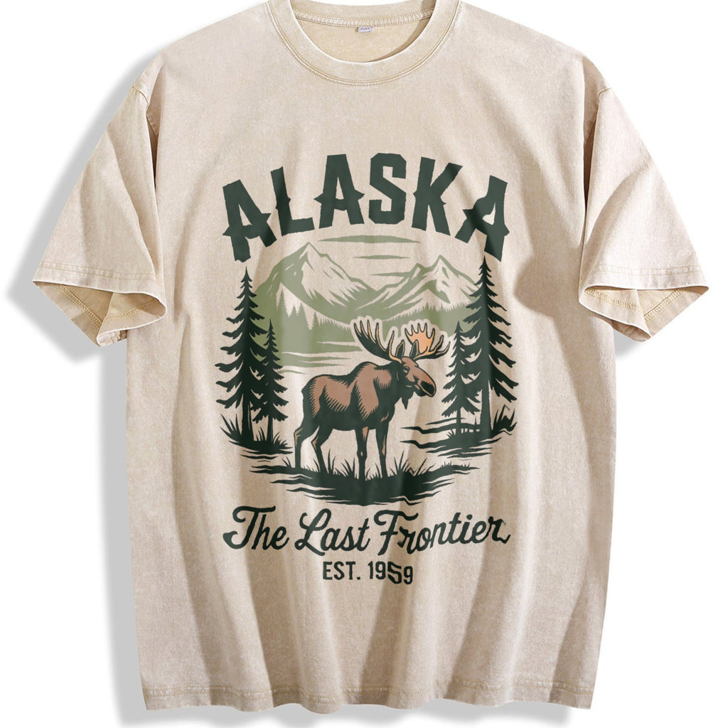 Alaska The Last Frontier Moose 90s Vintage Washed T-Shirt product image 1