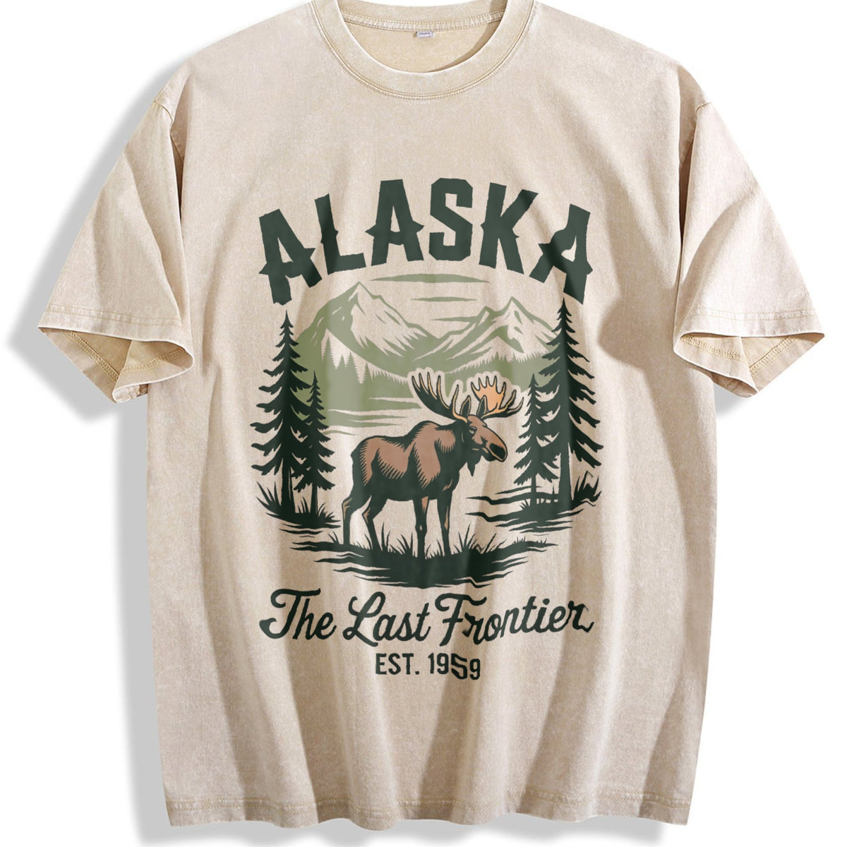 Alaska The Last Frontier Moose 90s Vintage Washed T-Shirt product image 1