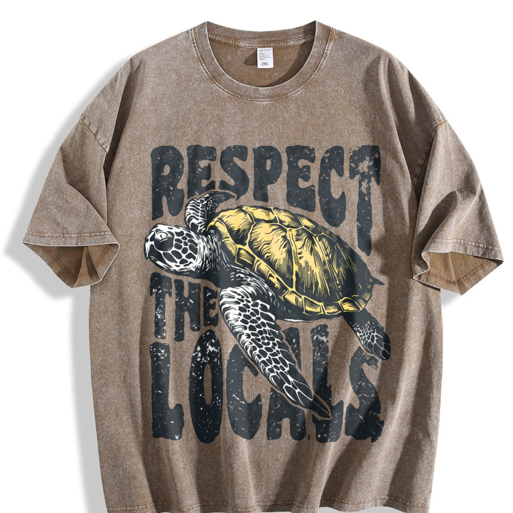 Respect The Locals Sea Turtle 90s Vintage Washed T-Shirt product image 3