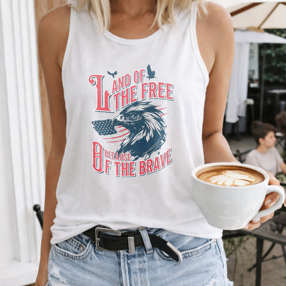 Land Of The Free Because Of The Brave Fourth Of July Women's Tank Top