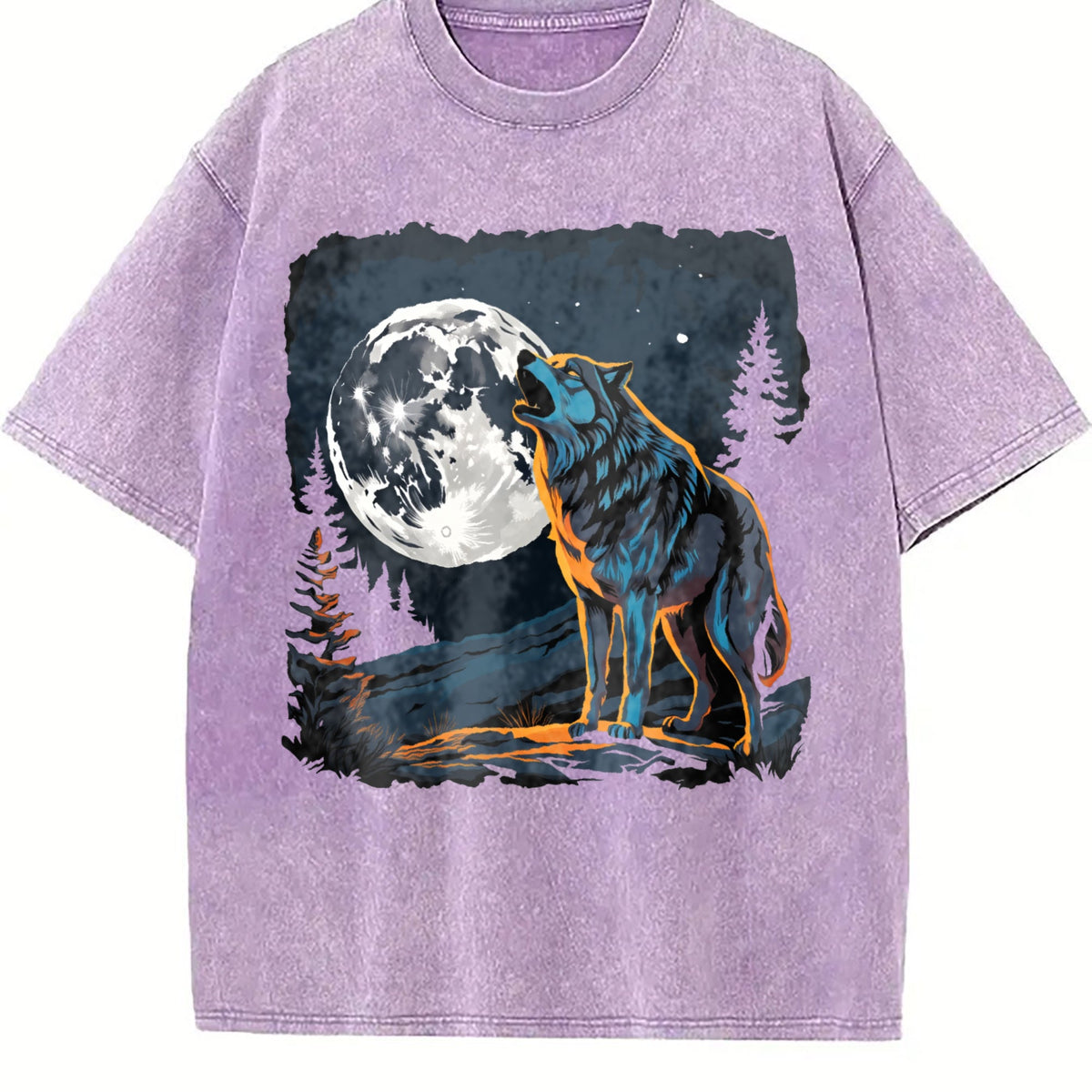 Wolf Howling Y2K Teenager Vintage Washed T-Shirt product image 6