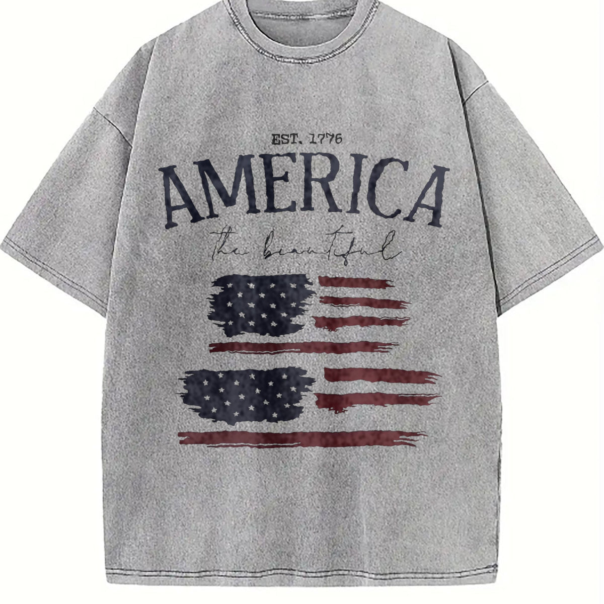 America The Beautiful Est 1776 Flag Vintage Washed T-Shirt product image 5