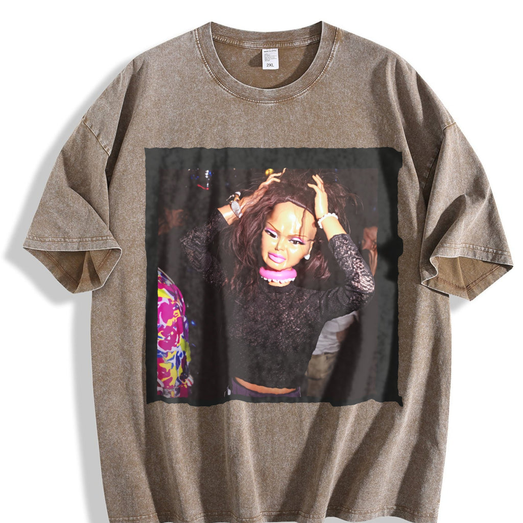 Frustrated Doll with Hands on Head Vintage Washed T-Shirt product image 3