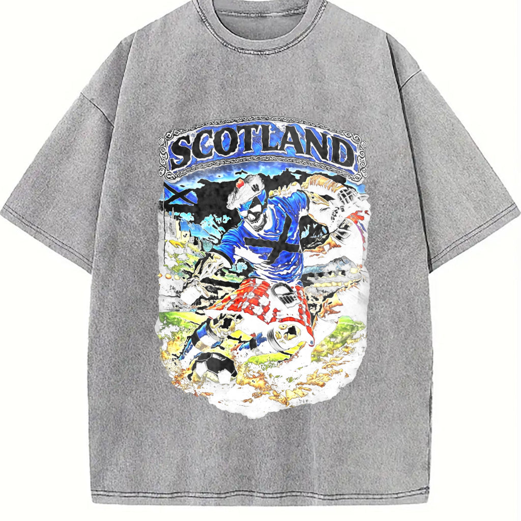 Scotland Skeleton Tartan Kilt Football Tank Vintage Washed product image 5