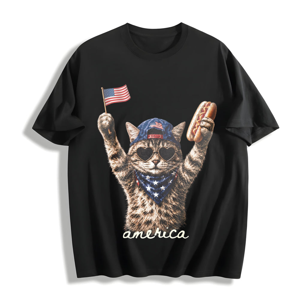 Patriotic Cat Cotton T-Shirt product image 1