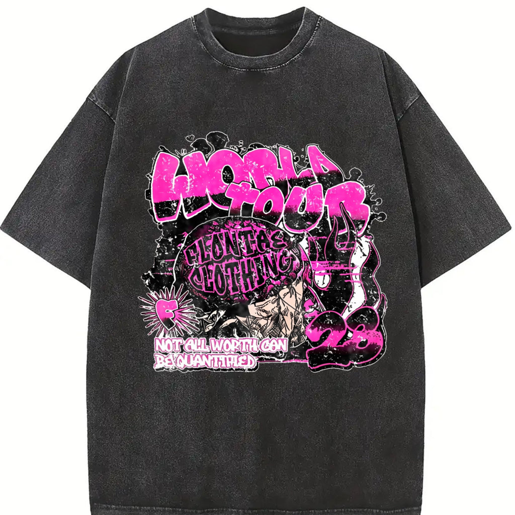 Pink Graffiti World Tour Rock Muscle Vintage Washed T-Shirt product image 2