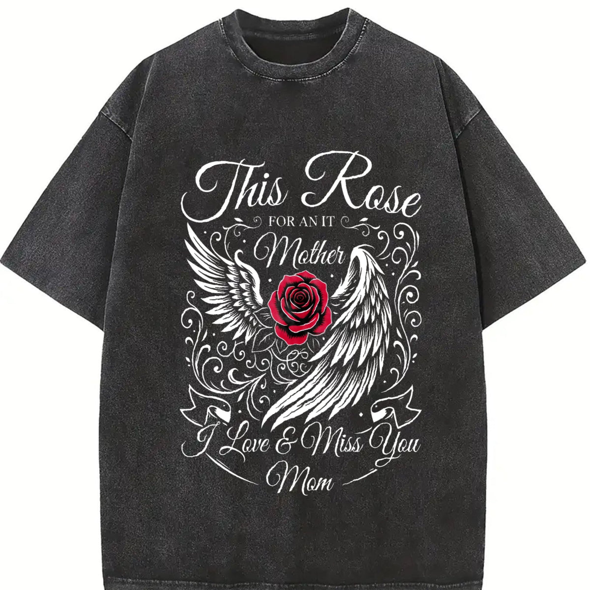 Sun-faded With Ornate White Wings And Red Rose Vintage product image 2