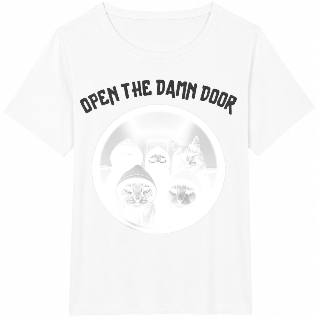 Open The Door Cats Meme Cotton T-Shirt product image 2