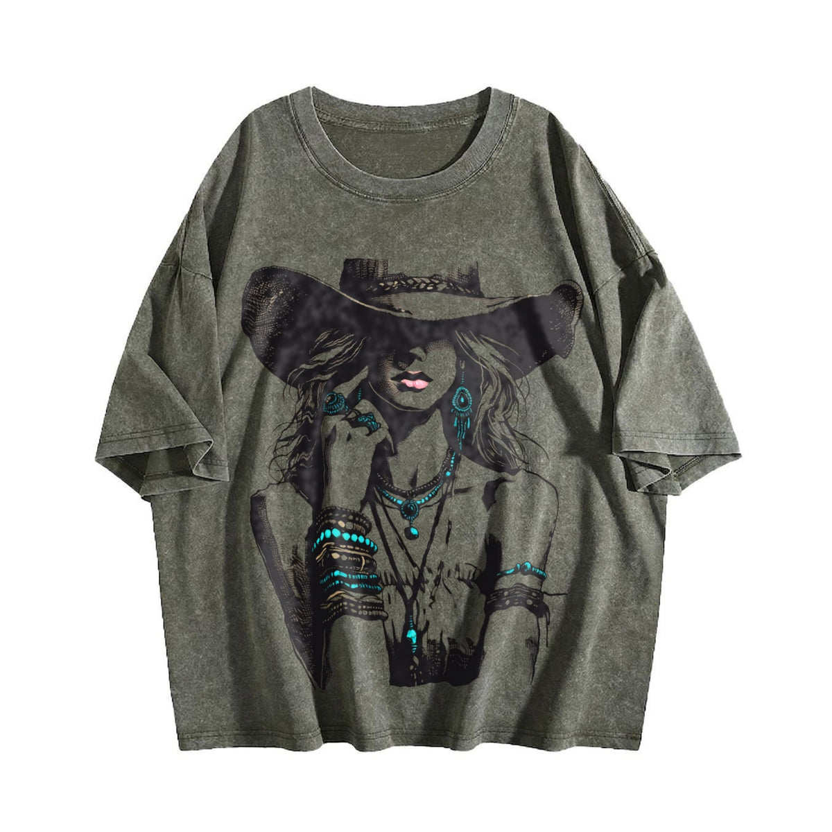 Boho Woman Hat Vintage Washed T-Shirt