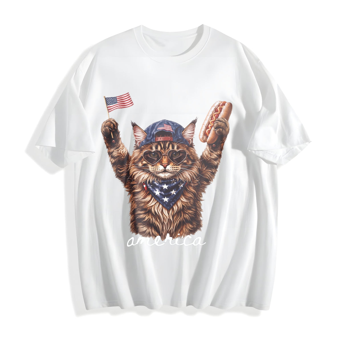 Patriotic Cat Cotton T-Shirt product image 2