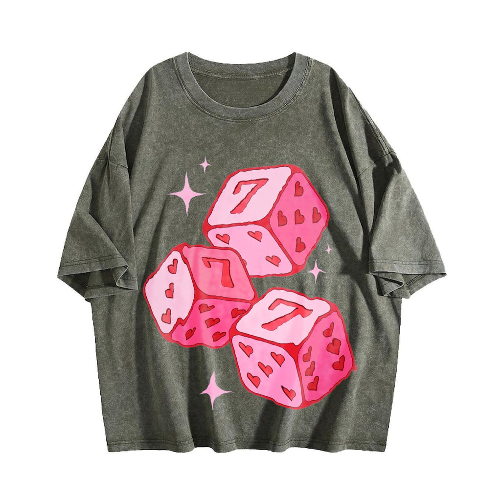 Pink Lucky 7 Dice Vintage Washed T-Shirt product image 4