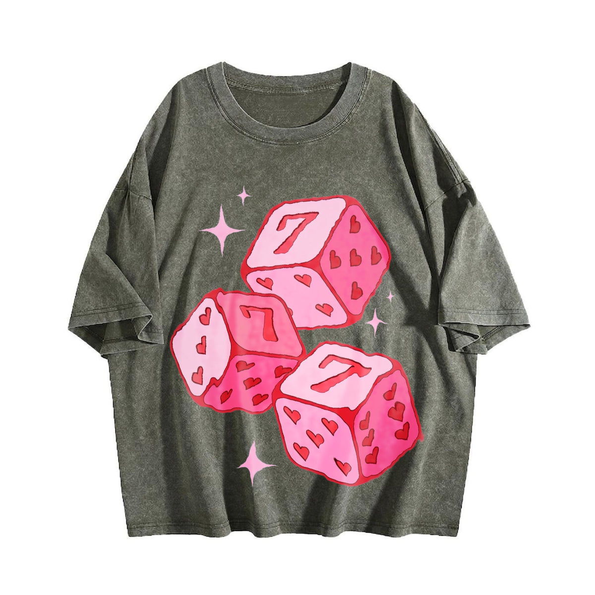 Pink Lucky 7 Dice Vintage Washed T-Shirt product image 4