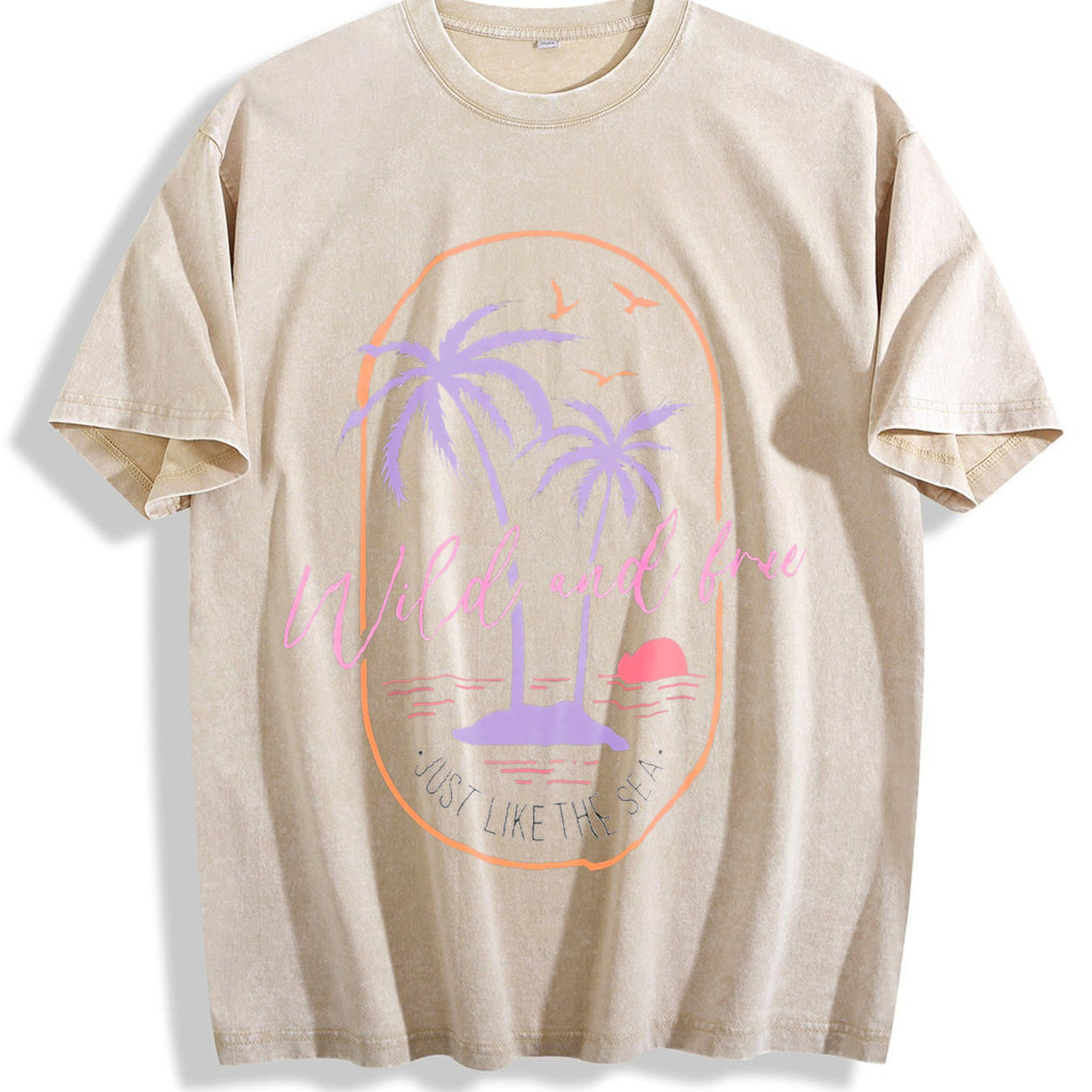 Surf Tropical Beach Sunset Palm Tree And Vintage Washed product image 1