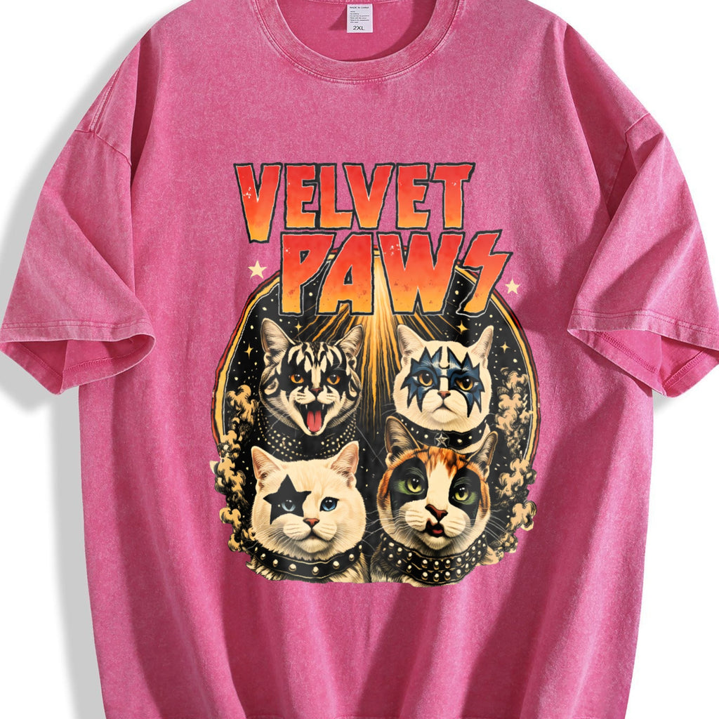 Velvet Pawz Cat Rock Band Vintage Washed T-Shirt product image 7