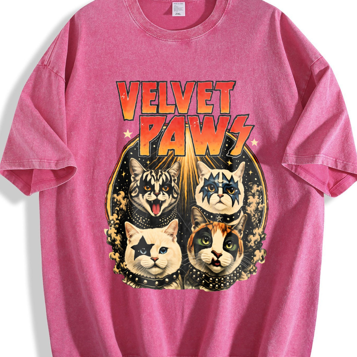 Velvet Pawz Cat Rock Band Vintage Washed T-Shirt product image 7