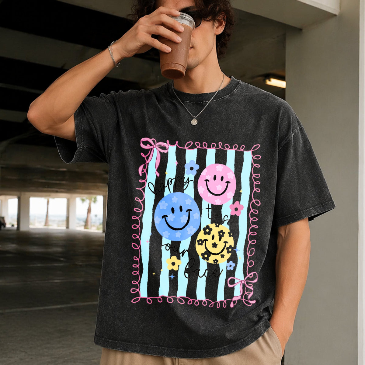 Happy To See Your Face Vintage Washed T-Shirt product image 2