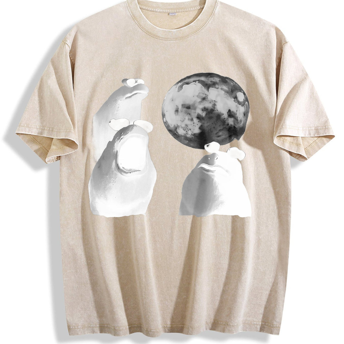 Viral Moon Frog Meme Vintage Washed T-Shirt product image 1