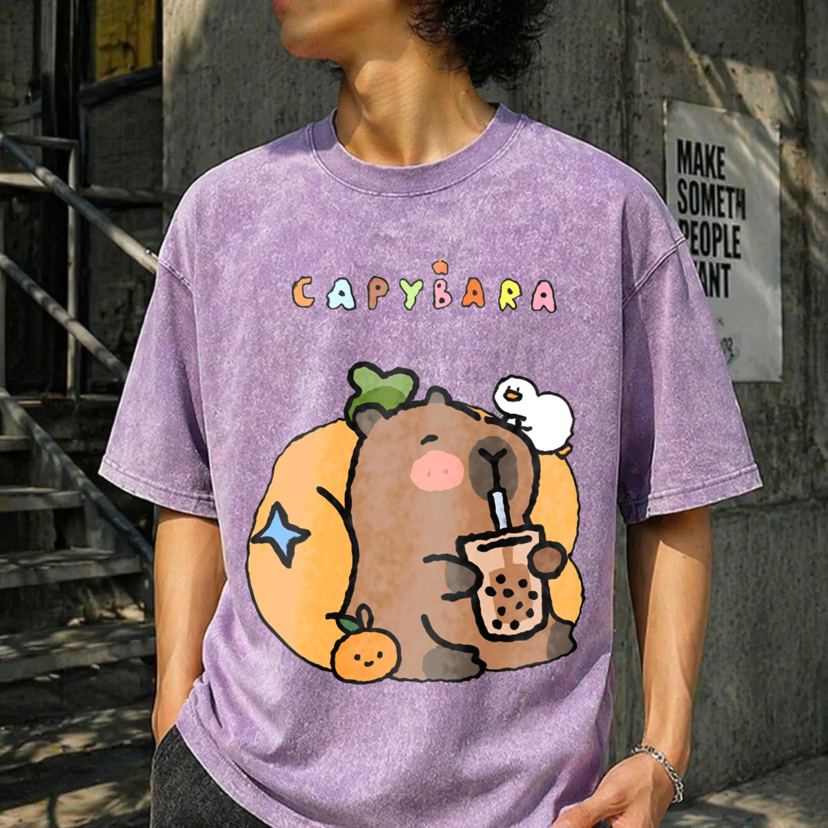New Spring Summer Cool Capybara Cartoon Vintage Washed product image 13