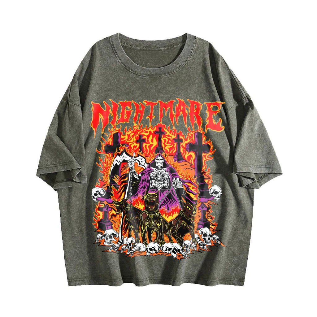 Nightmare Grim Reaper Hellhound Vintage Washed T-Shirt product image 4