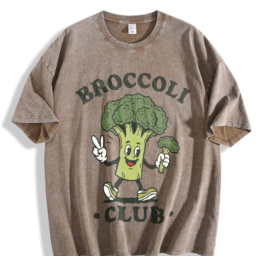 Broccoli Club Funny Veggie Lover Cartoon Vintage Washed product image 3