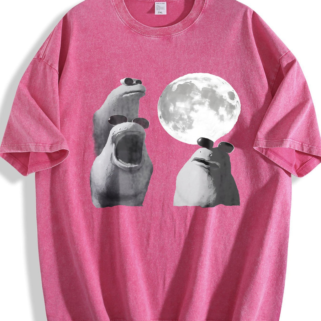 Viral Moon Frog Meme Vintage Washed T-Shirt product image 7