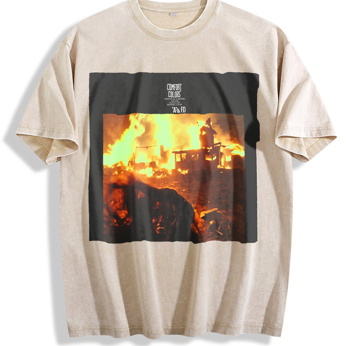 Burning City Doll Scene Vintage Washed T-Shirt product image 1