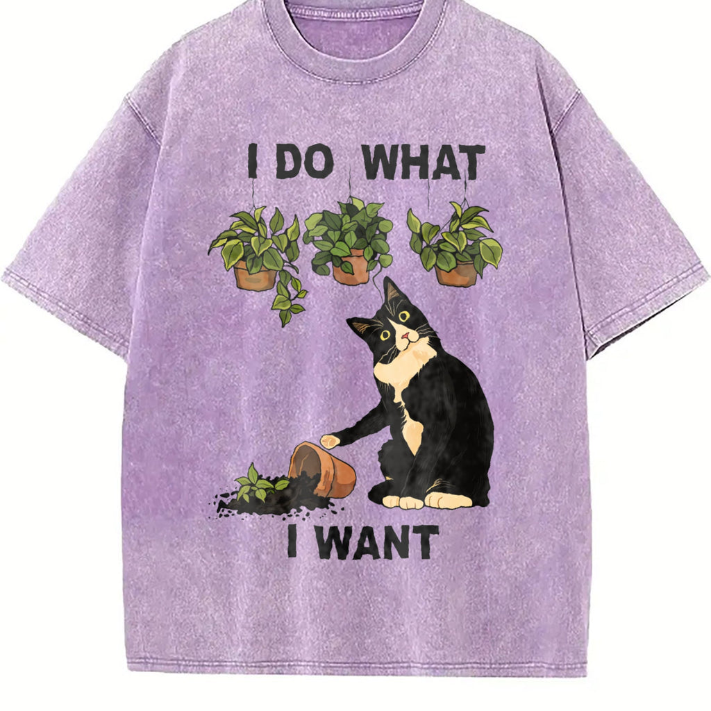 I Do What I Want Cat Vintage Washed T-Shirt product image 6