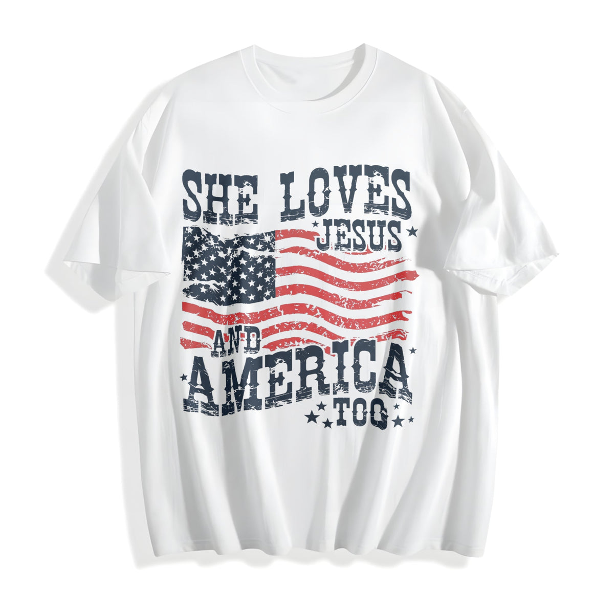 She Loves Jesus And America Too Cotton T-Shirt product image 2