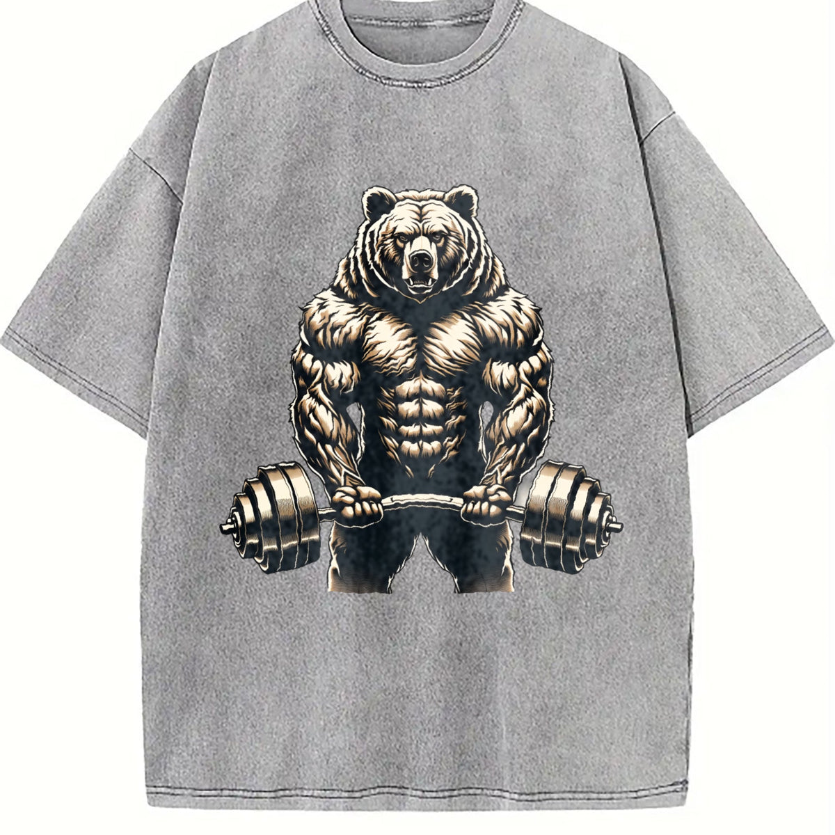 Bear Powerlifting Weightlifting Gym Workout Vintage Washed product image 5