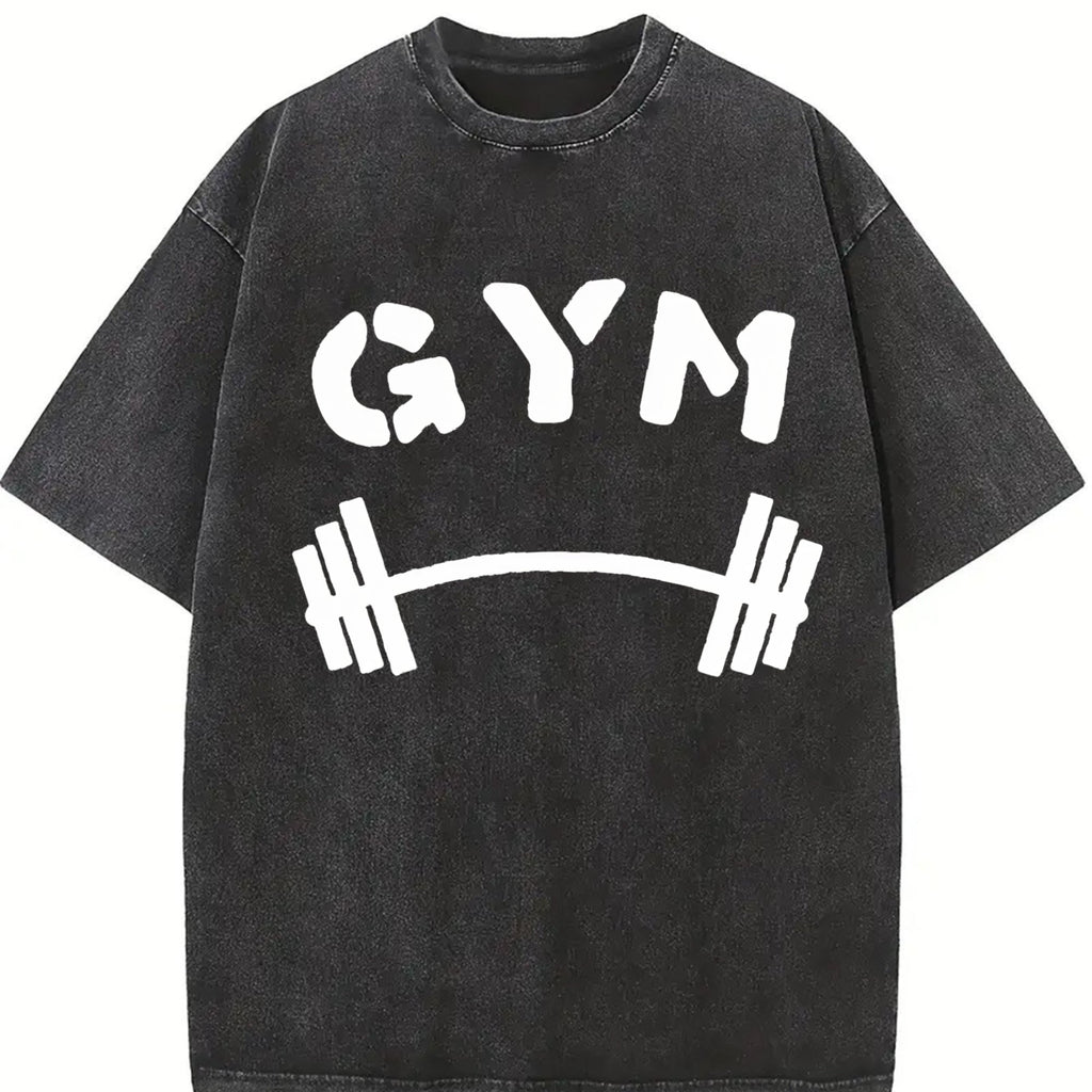 Vibrant Red Gym With Dumbbell Vintage Washed T-Shirt product image 2