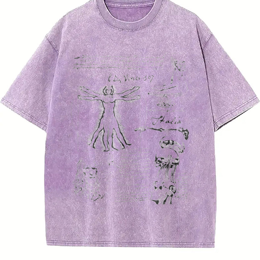 Da Vinci Vitruvian Man Vintage Washed T-Shirt product image 6
