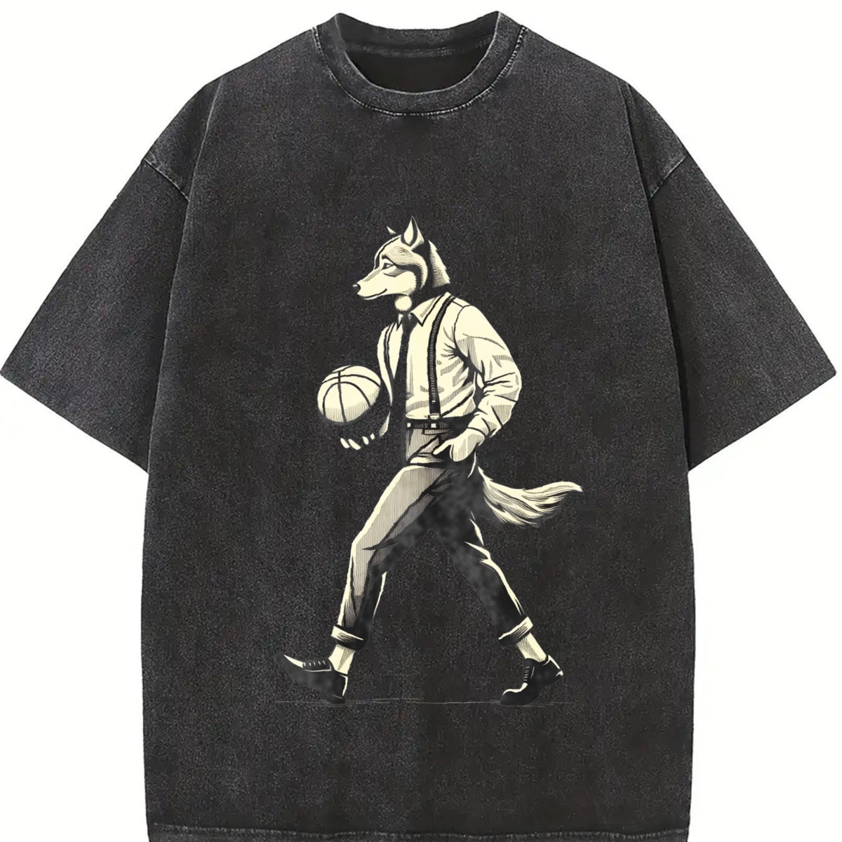 Wolf Man Basketball 90s Vintage Washed T-Shirt product image 2