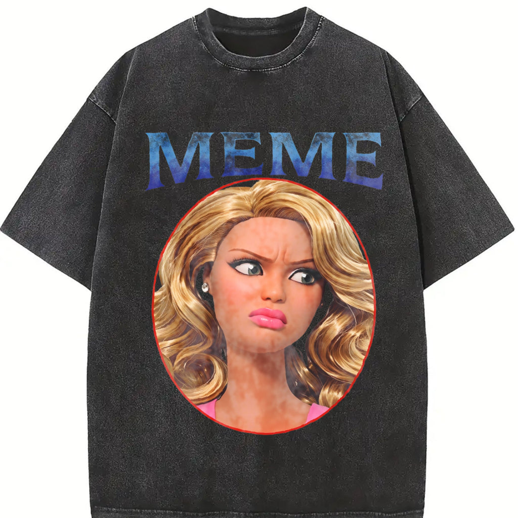 Sassy Doll Meme Portrait Vintage Washed T-Shirt product image 2
