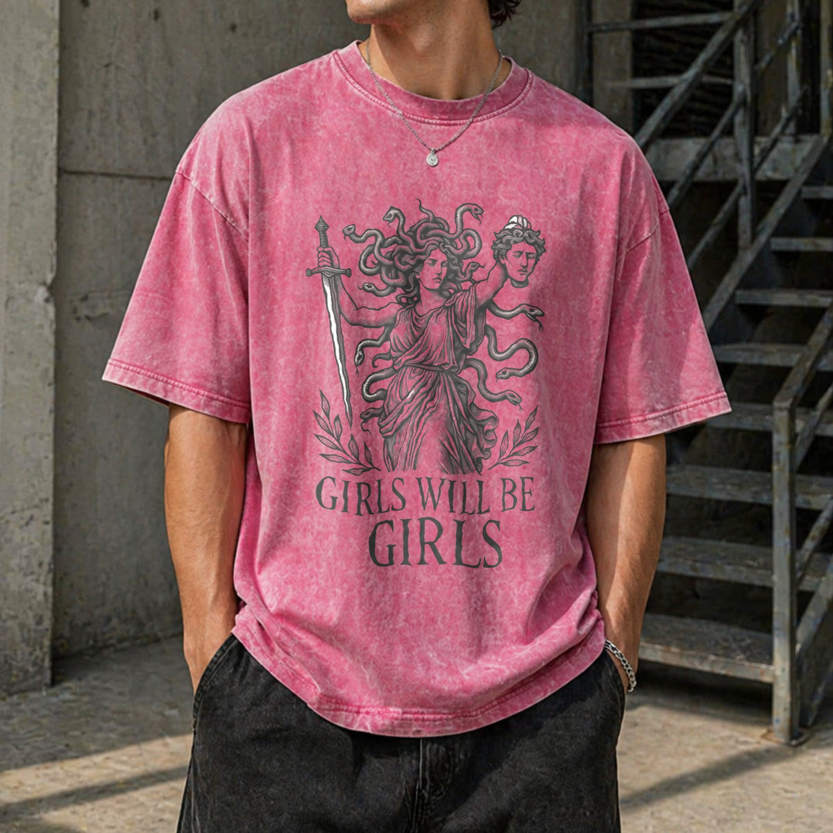 Medusa : Feminist Greek Mythology Vintage Washed T-Shirt product image 7