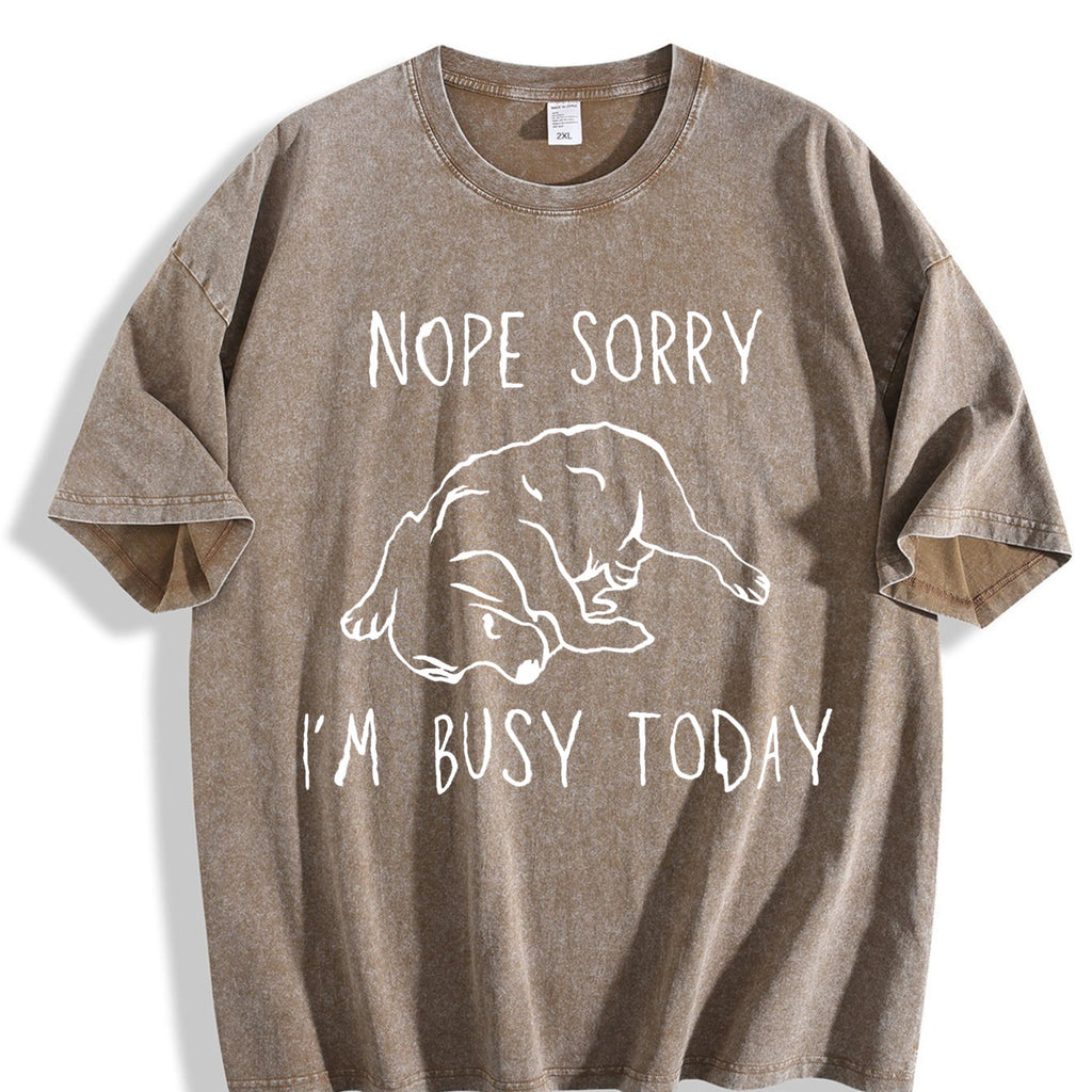 Nope Sorry Busy Today Sleeping Dog Vintage Washed T-Shirt product image 3