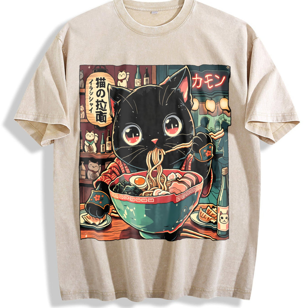 Explorer And Grunge Vibe: Neko Ramen Cat Eating Noodles product image 1