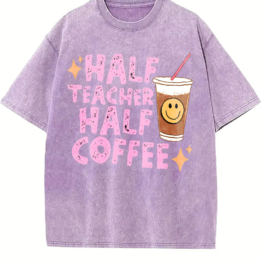 Half Teacher Coffee Vintage Washed T-Shirt product image 6