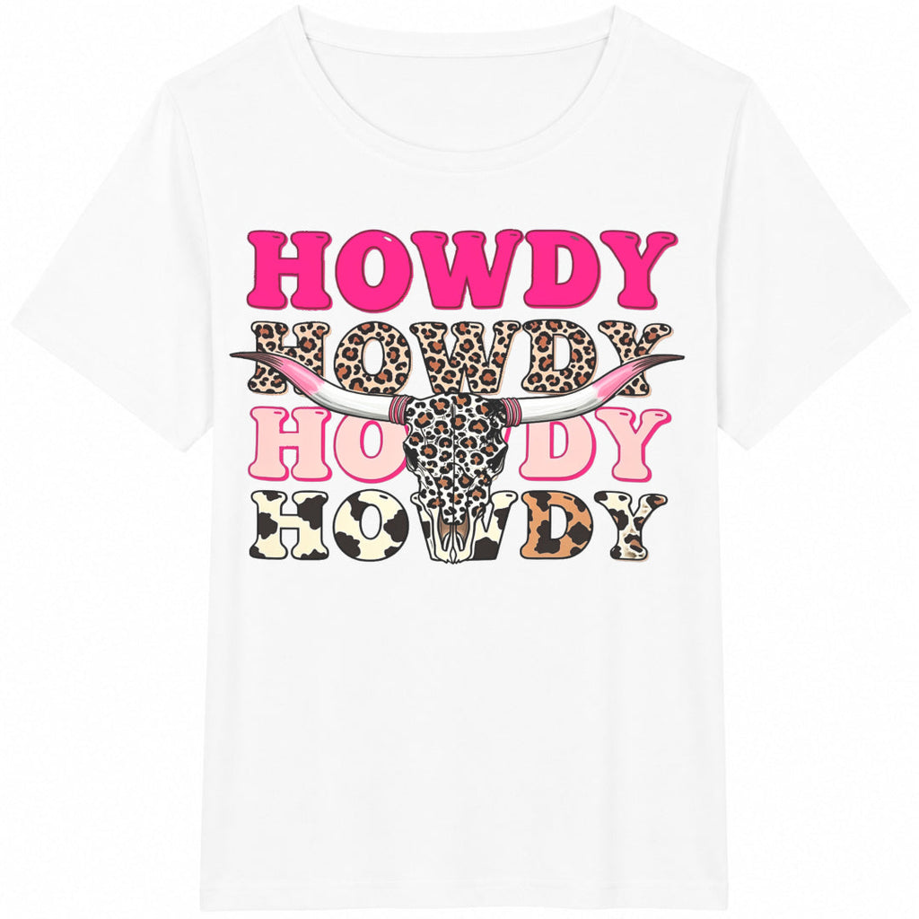 Western Howdy Cowgirl Leopard Bull Skull - Black With Pink product image 2