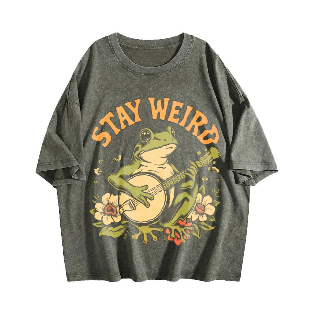 Stay Weird Frog Vintage Washed T-Shirt product image 4