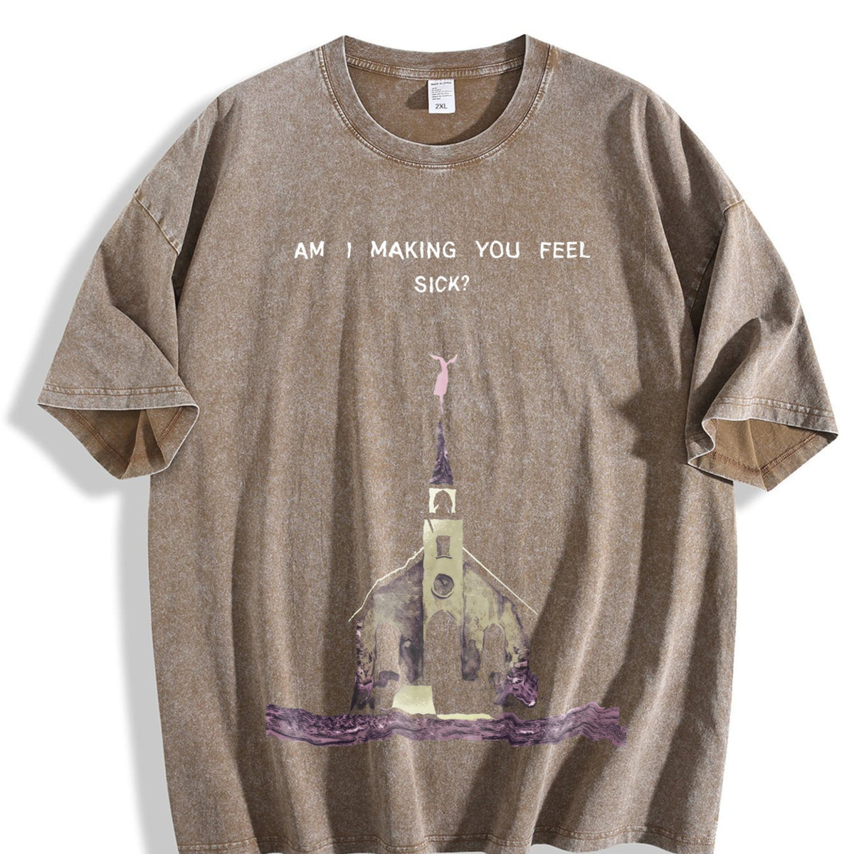 Am I Making You Feel Sick Gothic Art Vintage Washed T-Shirt product image 3