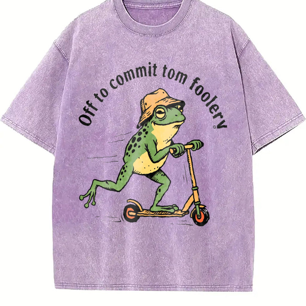 Off To Commit Tomfoolery Frog Vintage Washed T-Shirt product image 6